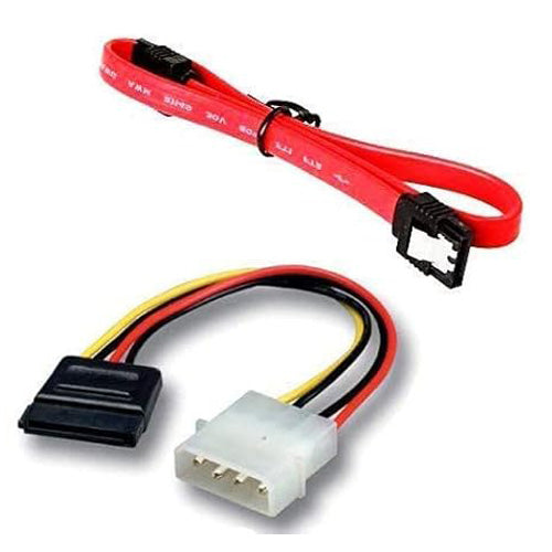 SATA III with Locking Latch + 4 Pin Molex to 15 Pin Power Cable Combo | - Black